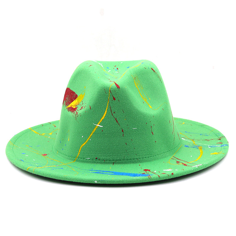 New Unisex Artists Fedora With Colorful Graffiti Paint