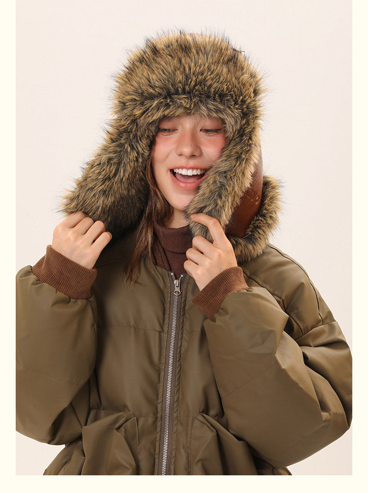 Retro Fleece-Lined Warm Womens Cycling Ear-Protecting Hat