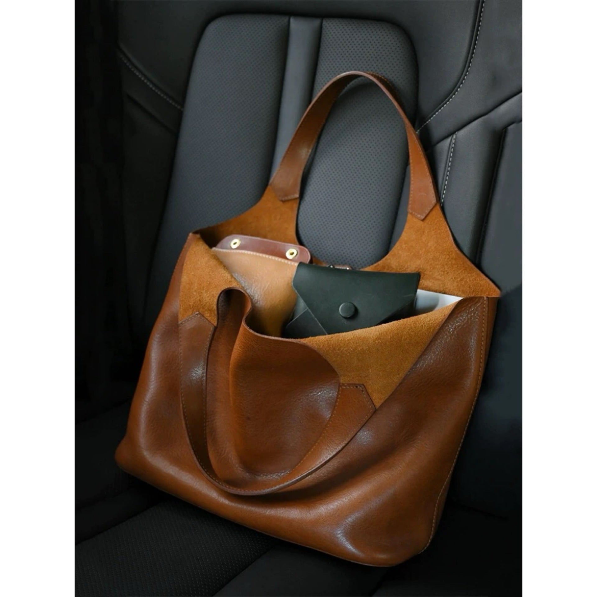 Commuter Large-Capacity Retro Flower Basket Bag Dual-Use Crossbody And Tote Style