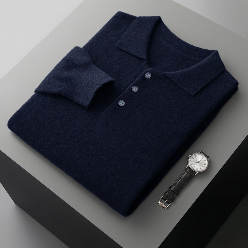 Cashmere Sweater Men's Lapel Pullover T-shirt