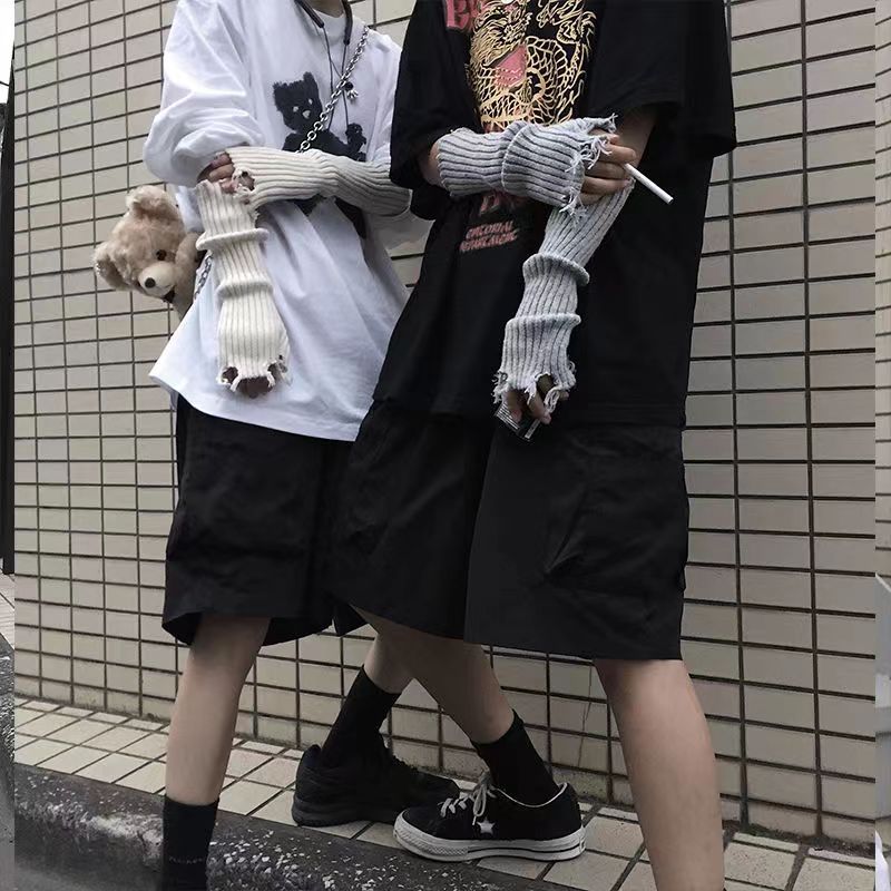 Autumn And Winter Knitting Gloves Hot Girl Trendy Yamamoto Dark Destruction Personality Sweet Cool Oversleeve