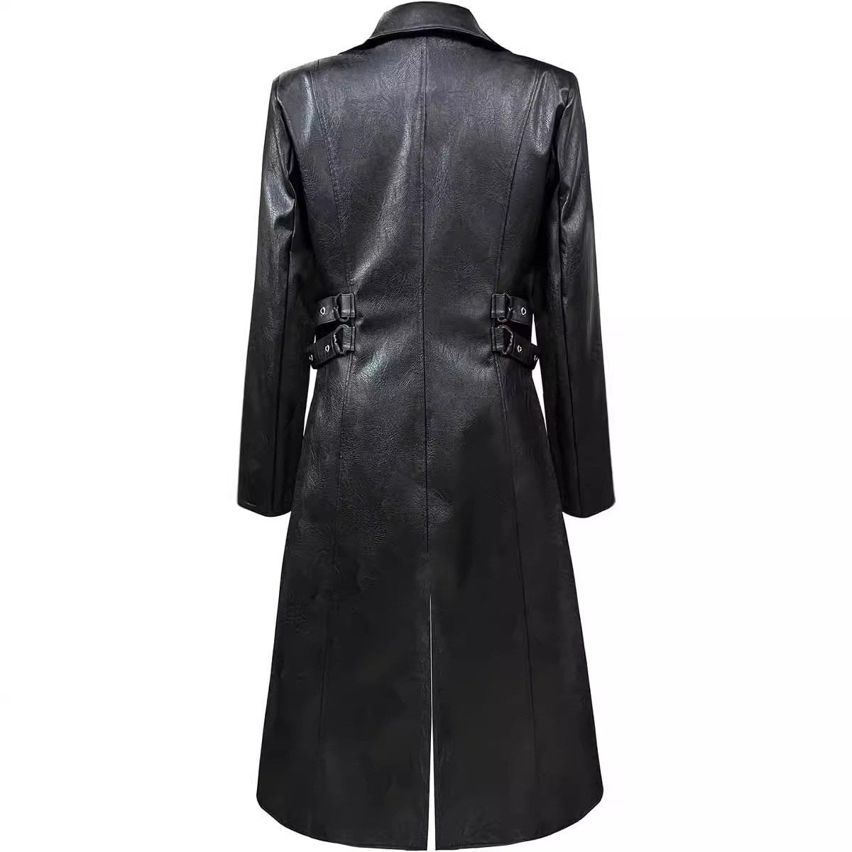 European / American  - Medieval Clothing Mid-length PU Leather Trench Coat
