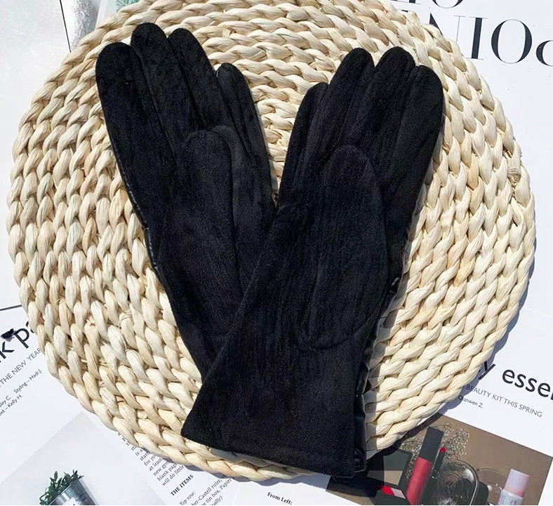 Women's Suede Warm Riding Gloves