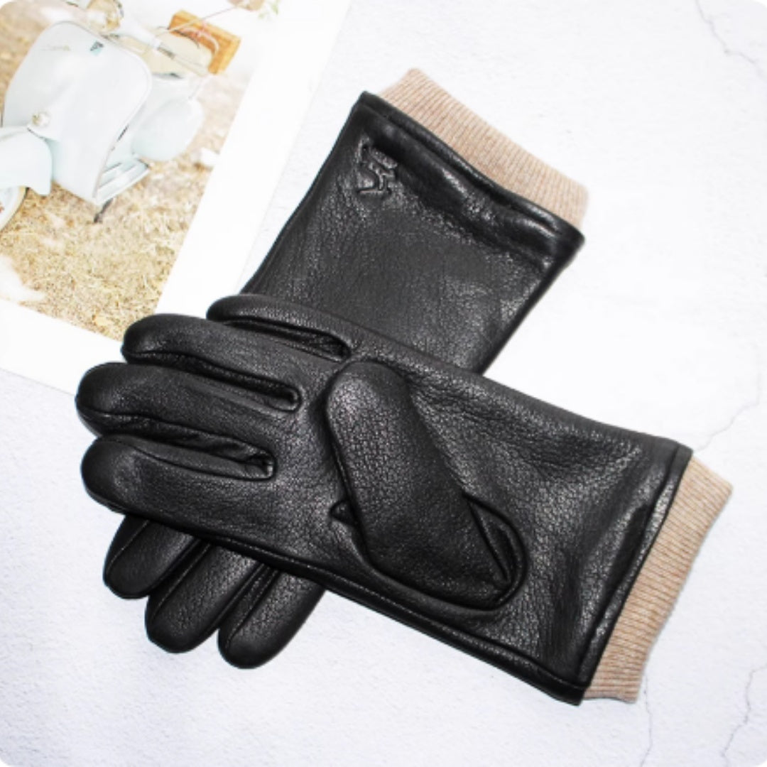 Motorcycle Riding Deerskin Gloves For Men Genuine Leather Sheepskin