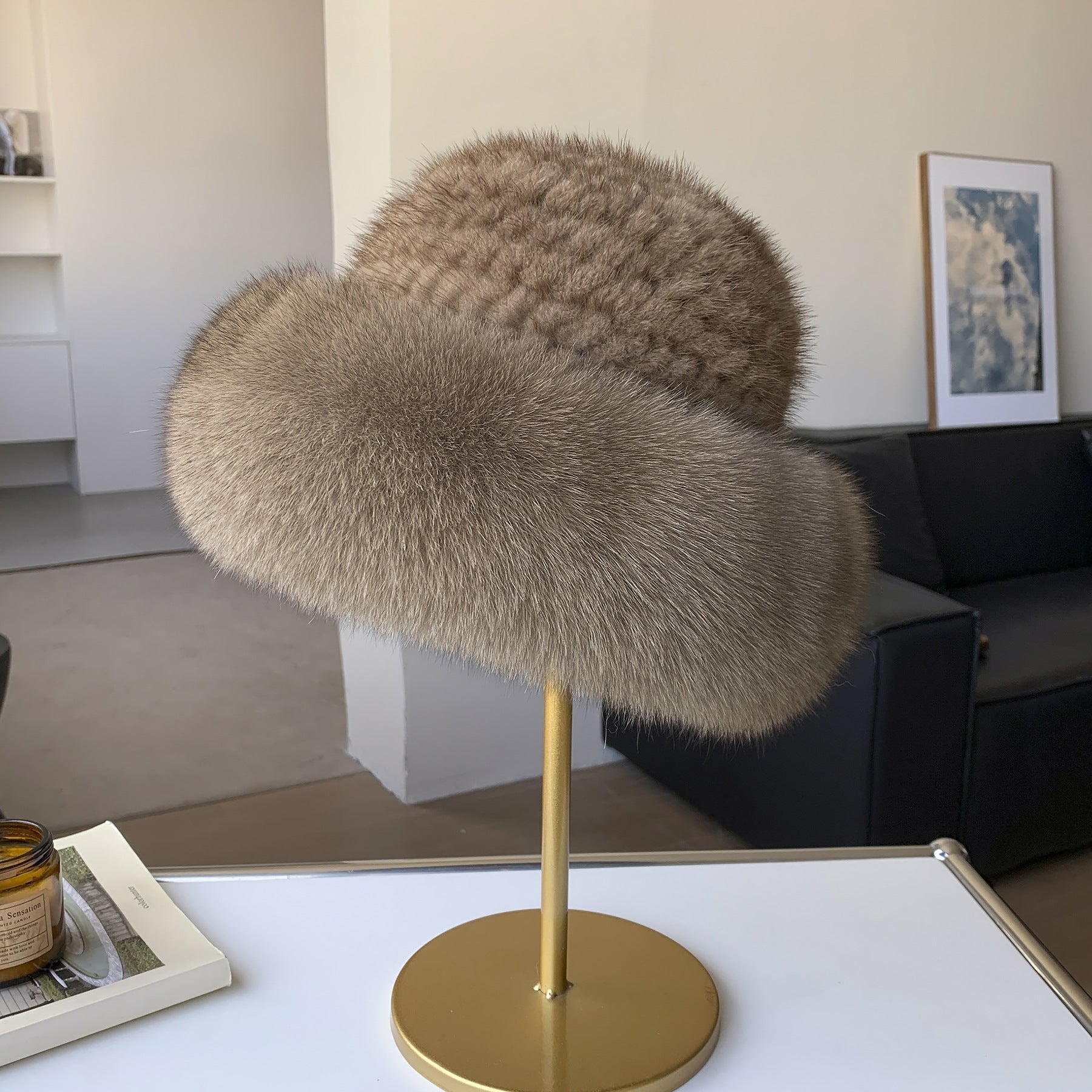 Winter Fashion Warm Bucket Hat Made From Mink Fur