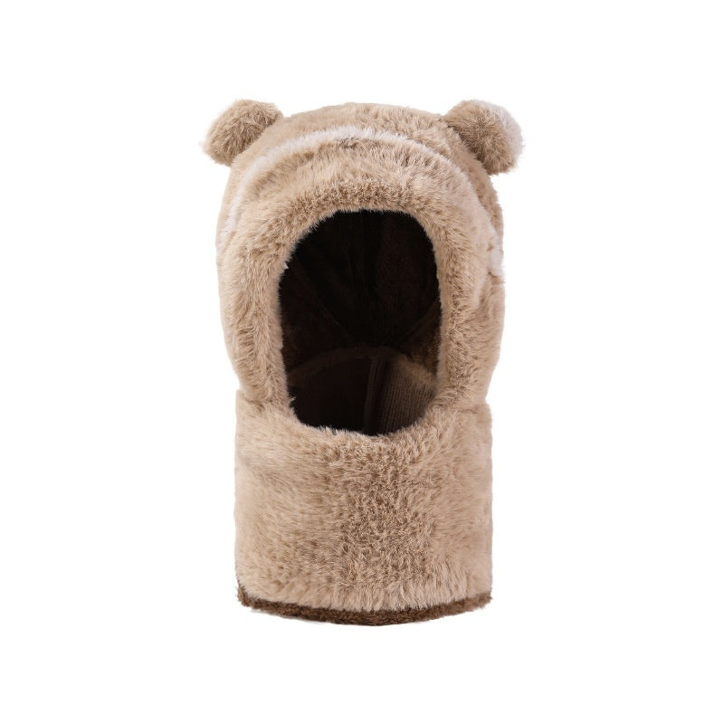 Parent-Child Thermal Hooded Beanie Hat - Capybara-Themed Knitted All-in-One Hat with Built-in Scarf and Face Mask for Autumn Winter