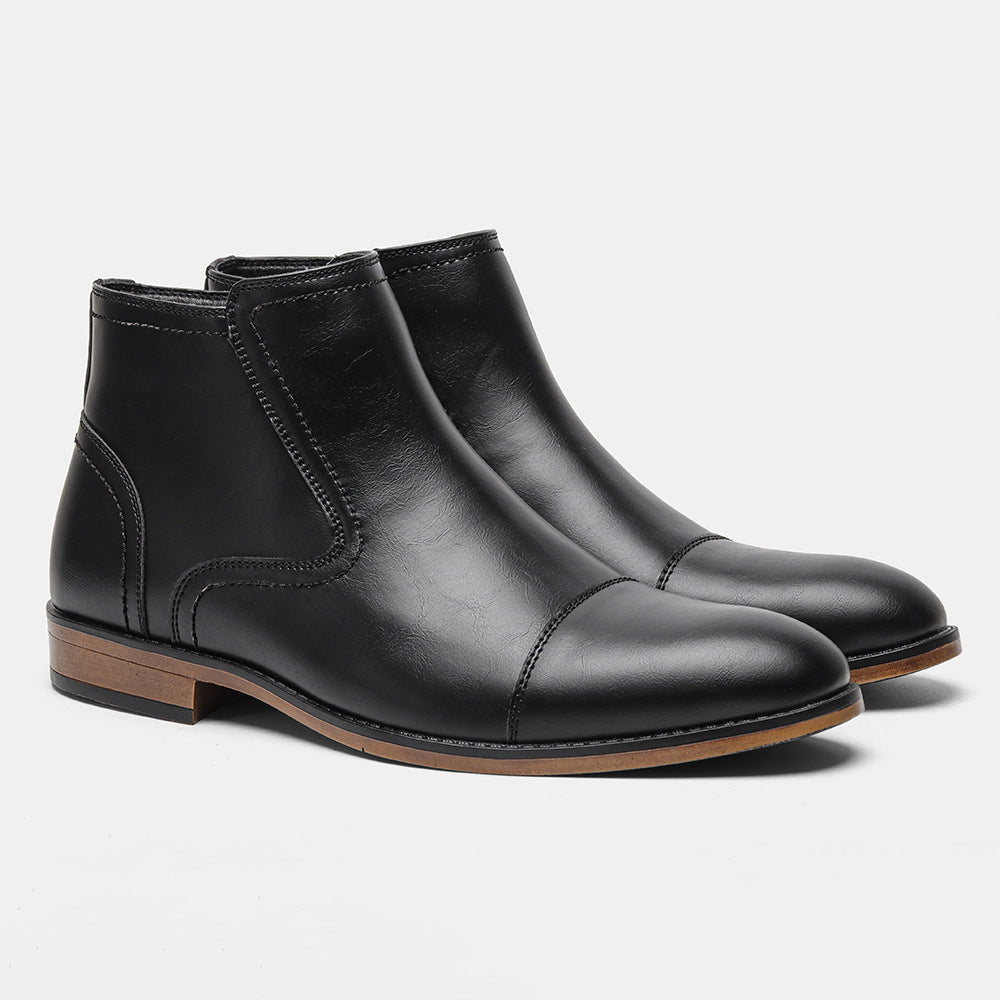 Plus Size Men's Chelsea Boots Inside Zipper Leather Boots