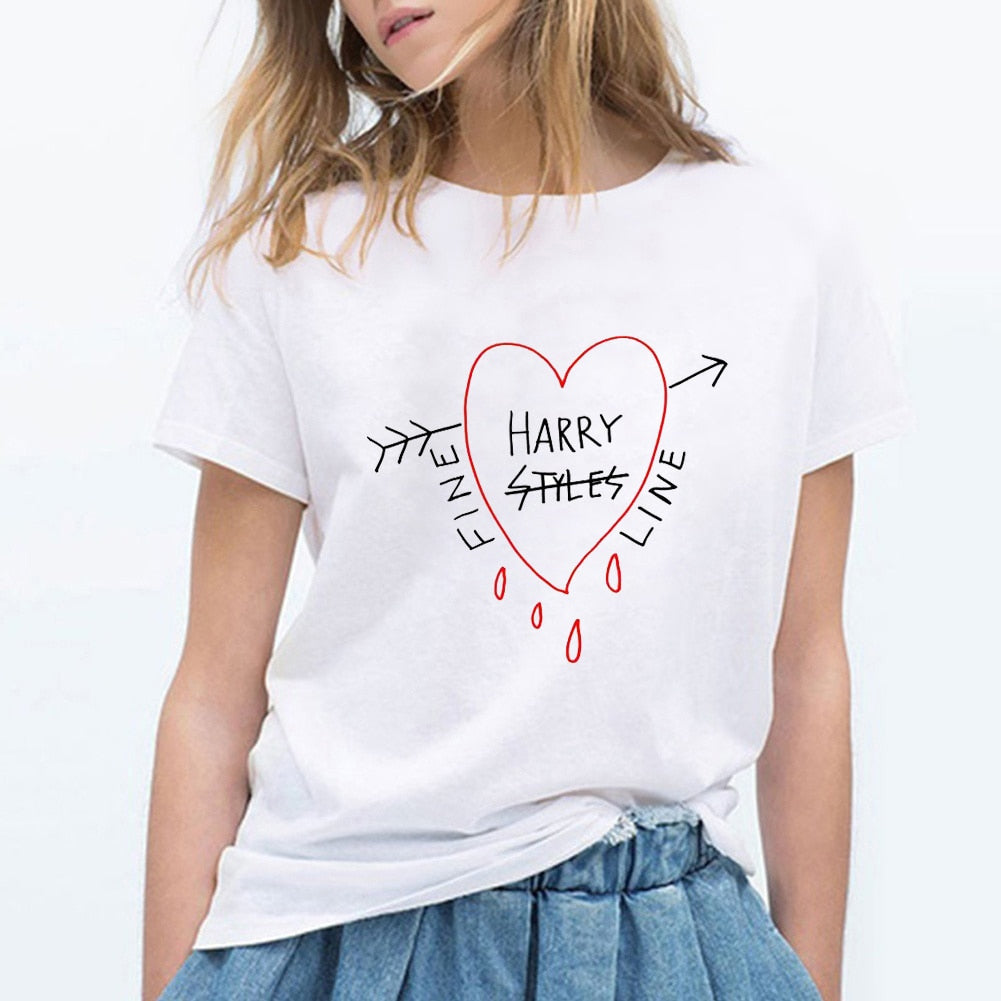 Harry Styles Fine Line Korean T Shirt -Women Fashion Tops -Shirts Short Sleeve Round Neck -T-Shirts Leisure Top Tee Casual Ladies