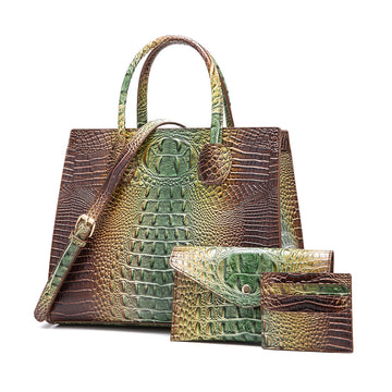 Womens Crossbody Tote Bag  With Vibrant Crocodile-Grain Design In The Brummie Style