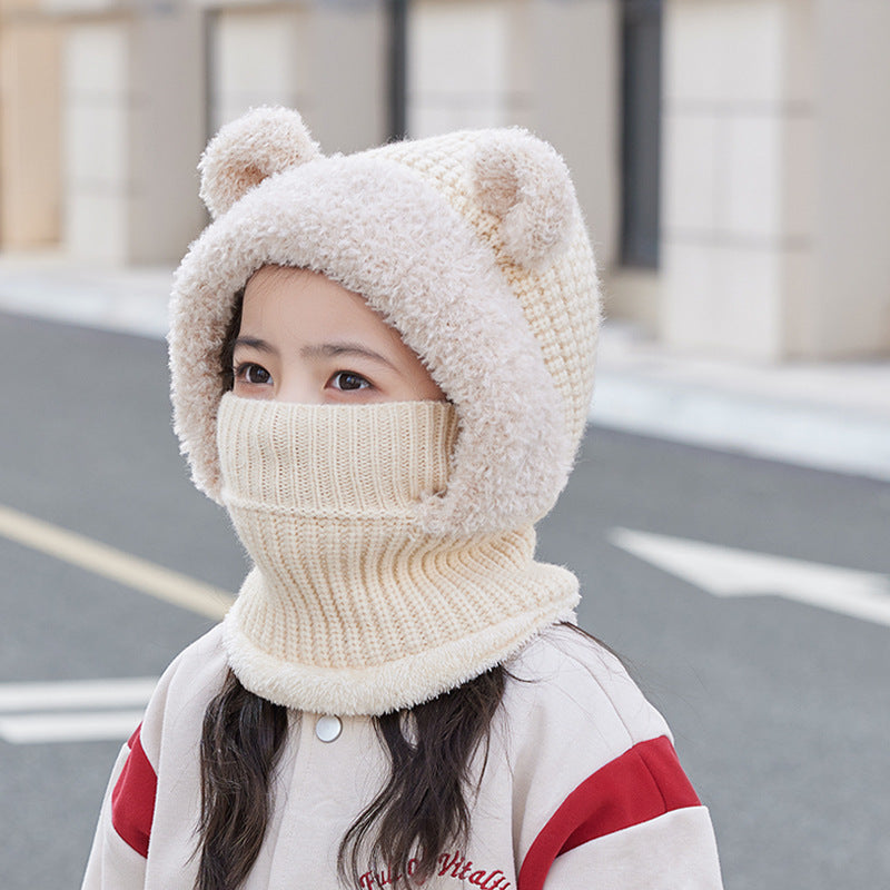 Neck Warmer Integrated Hood With Face Mask For Children Cycling