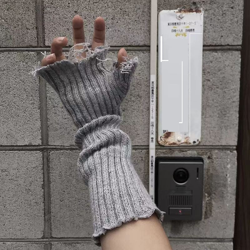 Autumn And Winter Knitting Gloves Hot Girl Trendy Yamamoto Dark Destruction Personality Sweet Cool Oversleeve