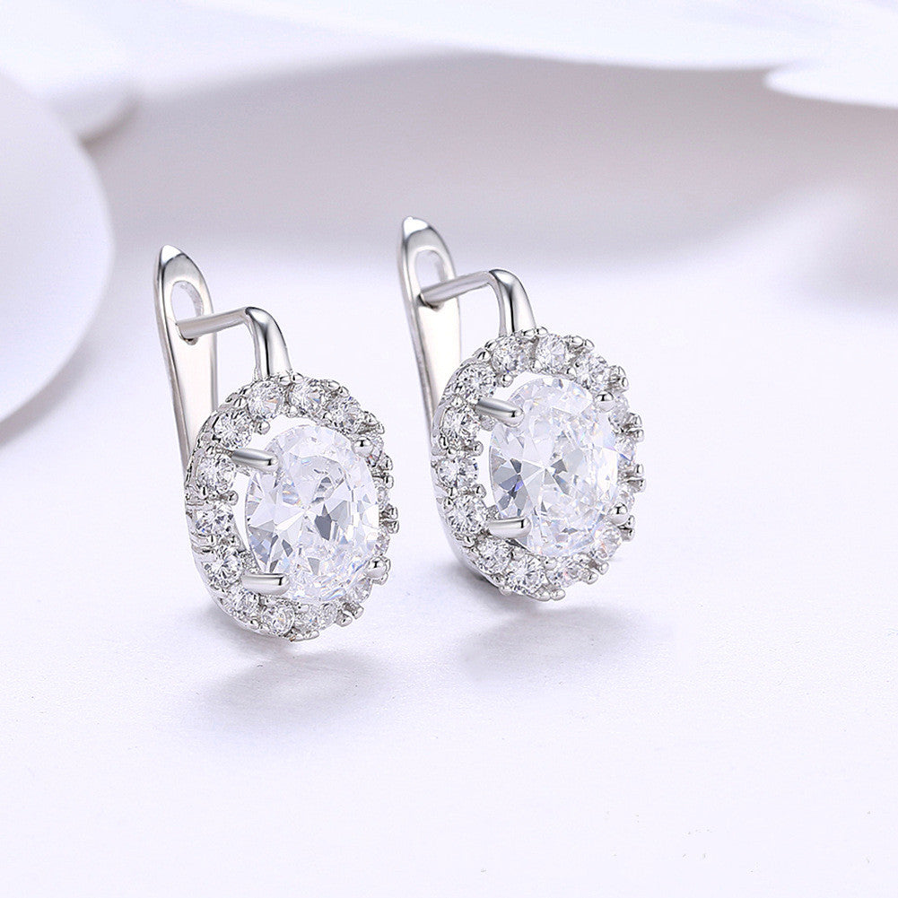 Big Zircon White Glamorous Female Earrings Valentine's Day Gift