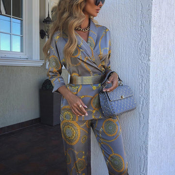 Printed lace suit  - two-piece women's suit