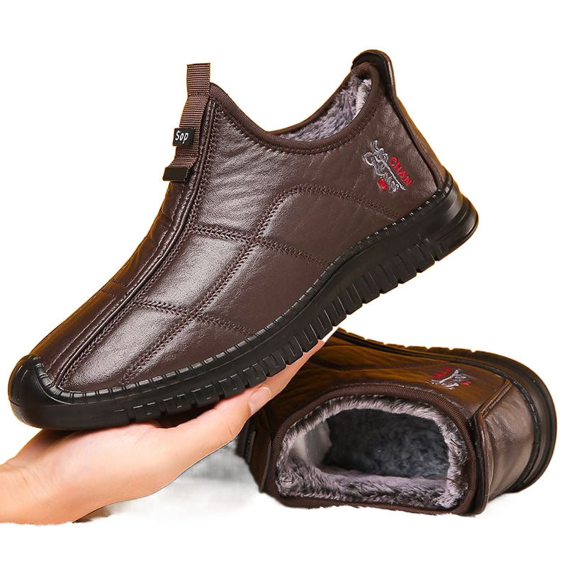 Winter Men's Warm Velvet Padded Thickened Waterproof Non-slip Elderly Cotton Boots