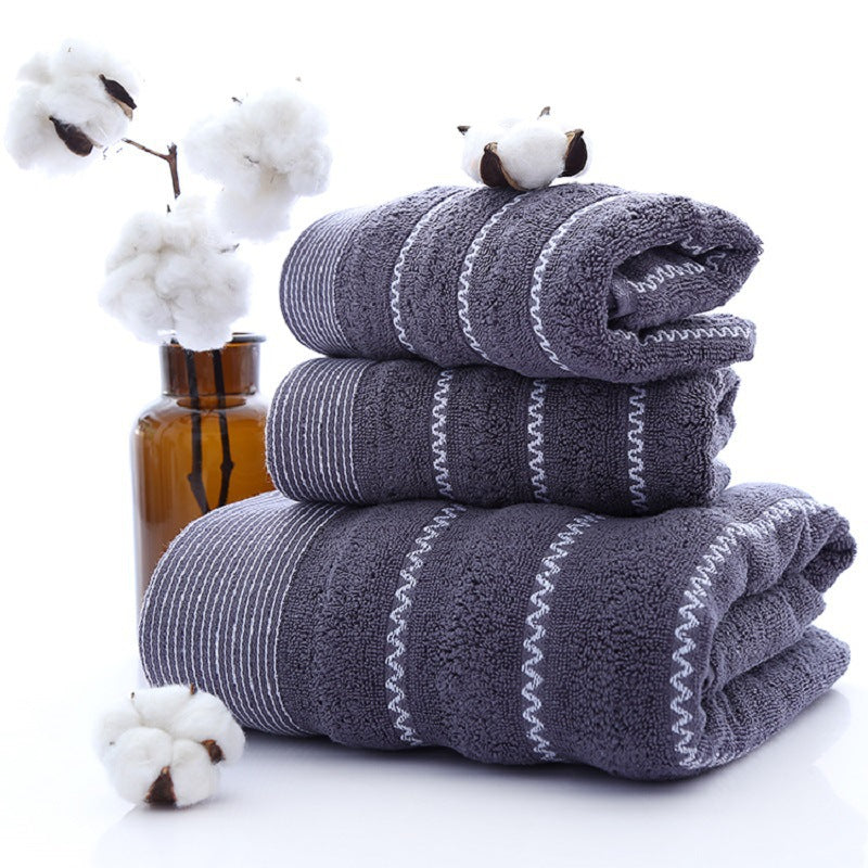 Cotton Three-piece Towel - Veneer Cloth -Thickened Hotel Bath Towel  - Embroidery