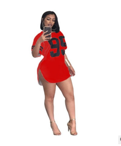 Printed Short-Sleeved Mini Dresses - Casual