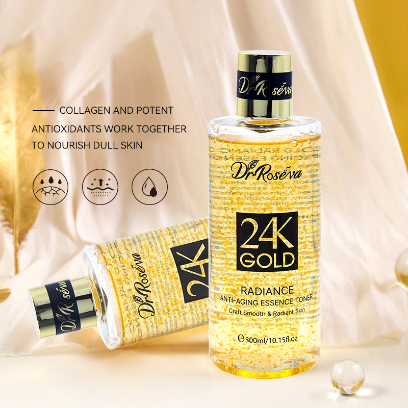 DR.ROSEVA Skin Care 24K Gold Collagen Toner Facial Pore Care Herbal Moisturizing Nourishing Toner