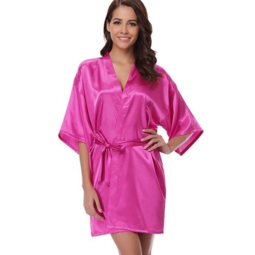 RB032 New Silk Kimono Robe Bathrobe Women Silk Bridesmaid Robes Sexy Navy Blue Robes Satin Robe Ladies Dressing Gowns