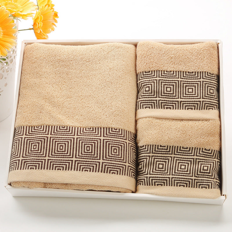 Cotton Three-piece Towel - Veneer Cloth -Thickened Hotel Bath Towel  - Embroidery