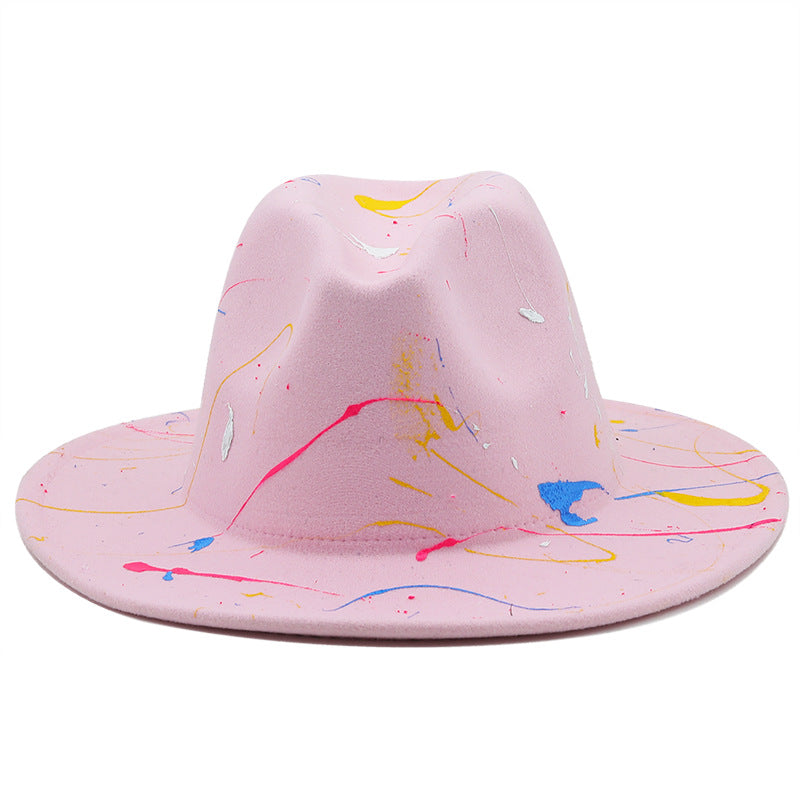 New Unisex Artists Fedora With Colorful Graffiti Paint
