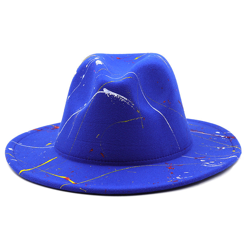 New Unisex Artists Fedora With Colorful Graffiti Paint