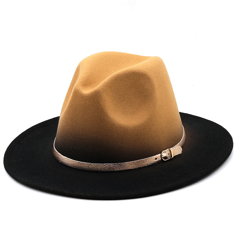 Autumn Winter Spray Painted Wool Jazz Hat