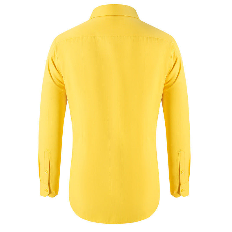 Solid Color Long Sleeve Men's Shirt - Black Casual New Fashion