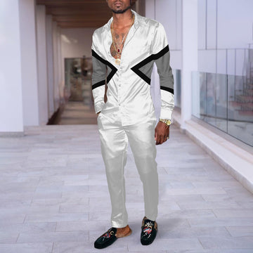 Hip Hop Hong Kong Style Fashion 3D Printing Casual Long Sleeve Shirt Suit