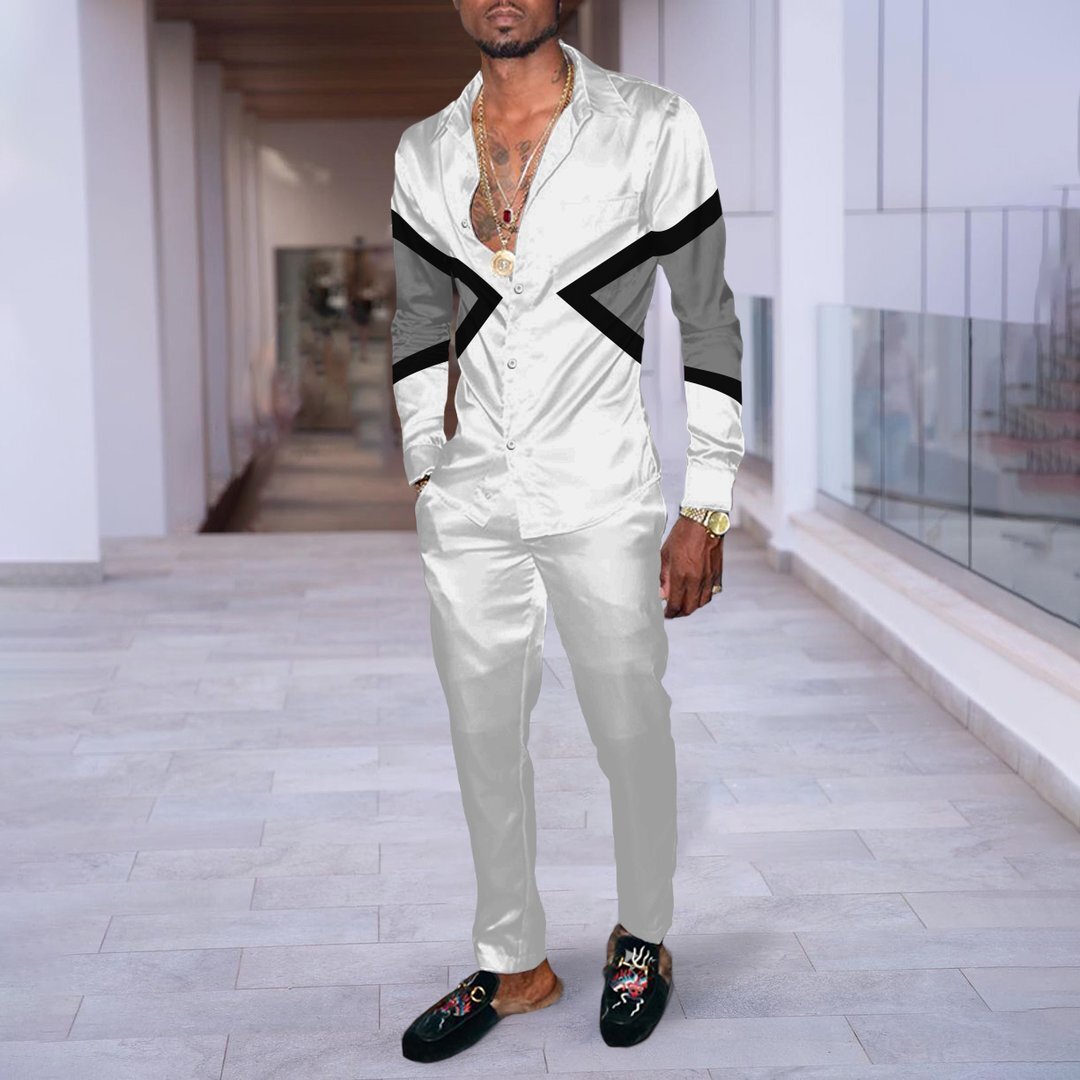 Hip Hop Hong Kong Style Fashion 3D Printing Casual Long Sleeve Shirt Suit