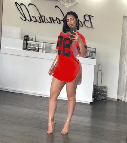 Printed Short-Sleeved Mini Dresses - Casual
