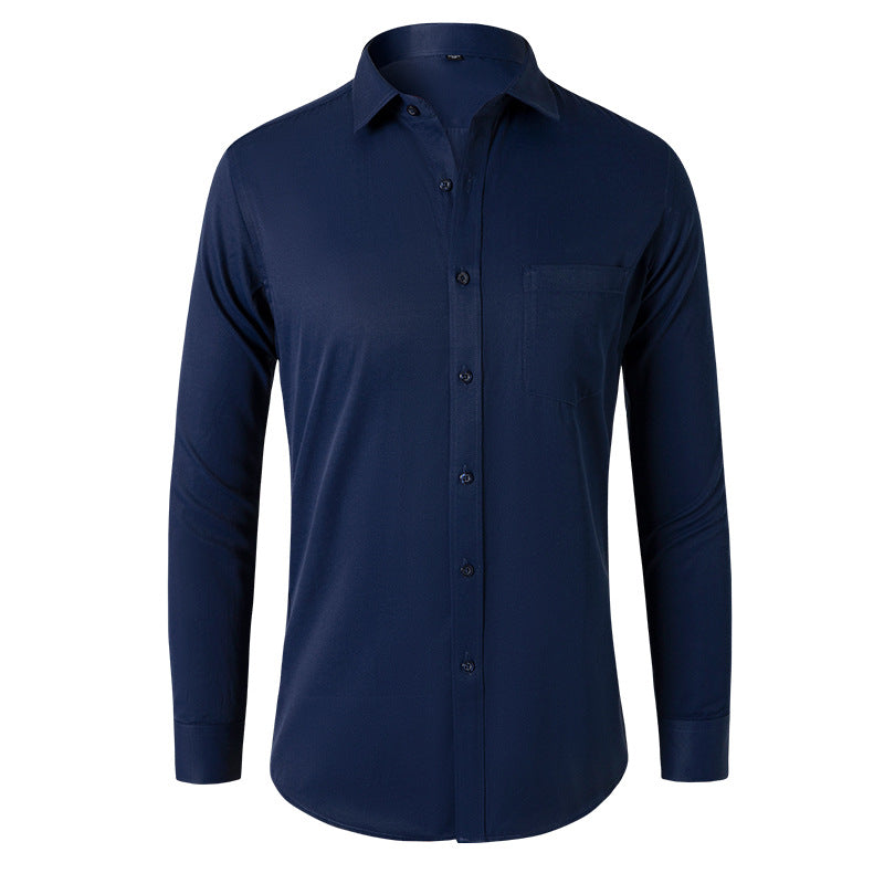Solid Color Long Sleeve Men's Shirt - Black Casual New Fashion
