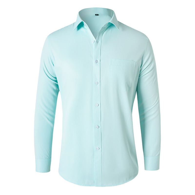 Solid Color Long Sleeve Men's Shirt - Black Casual New Fashion