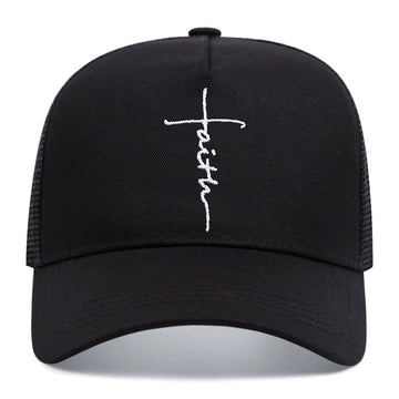 Cross English Embroidery Breathable Baseball Cap
