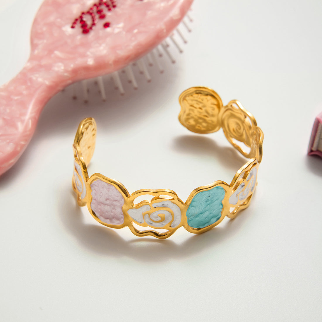 Women's Fashion Flower Hollow-Out Open Cuff Bracelet