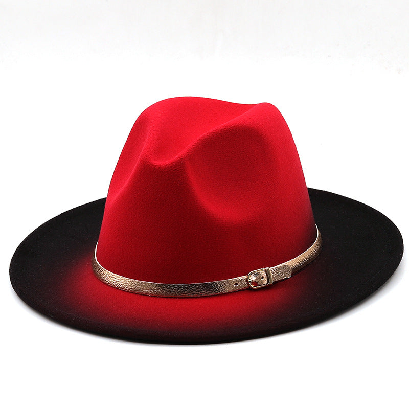 Autumn Winter Spray Painted Wool Jazz Hat