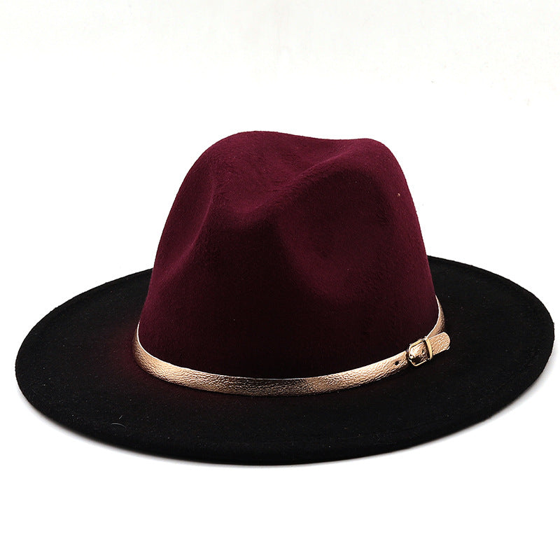 Autumn Winter Spray Painted Wool Jazz Hat
