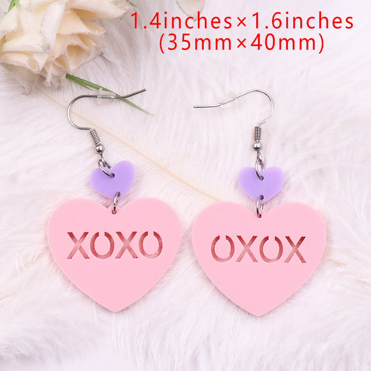 Fashion Love Letter Valentine's Day Gift Cute Acrylic Earrings Jewelry