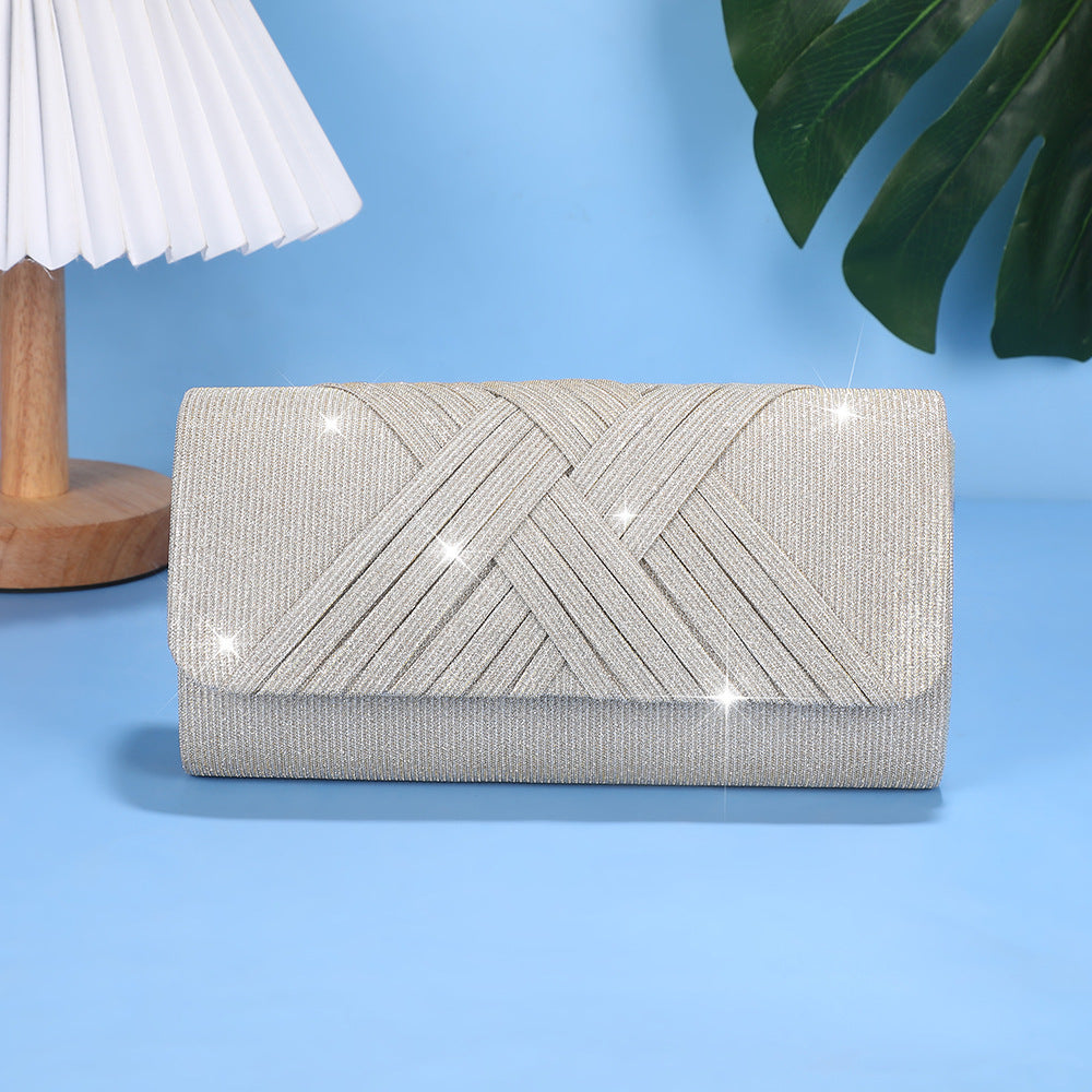 Elegant Striped Evening Bag With Chain Shoulder Strap