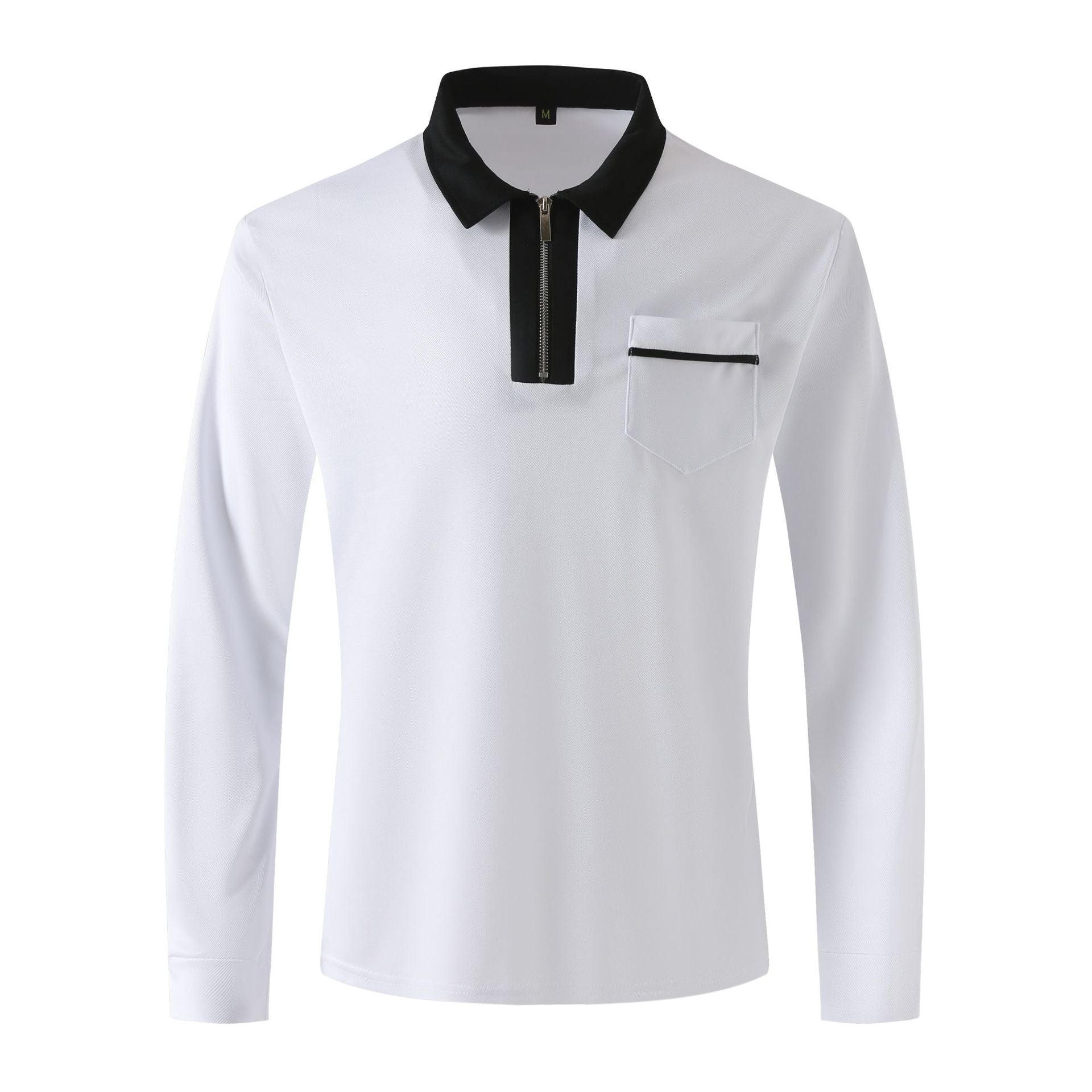 2024 Autumn Mens Long Sleeve - Zipper Polo Shirts -Casual Lapel Collar Zip Up Henley Shirts - Cotton Sports -Golf -Tennis T-Shirts With Pockets