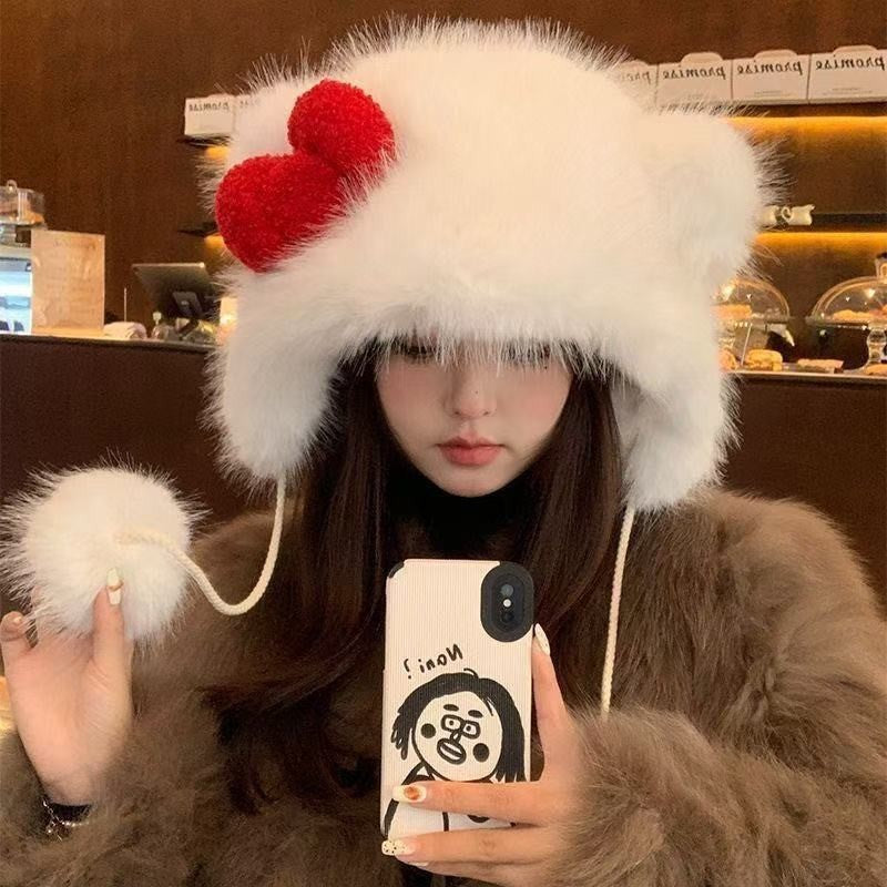 Teddy Bear Ears Thick Plush Fashionable All-Match Furry Hat