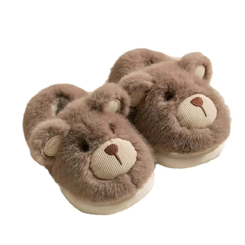 Plush Slippers - Home Cotton Slippers Heel-wrapping Shoes Boys And Girls Warm Shoes
