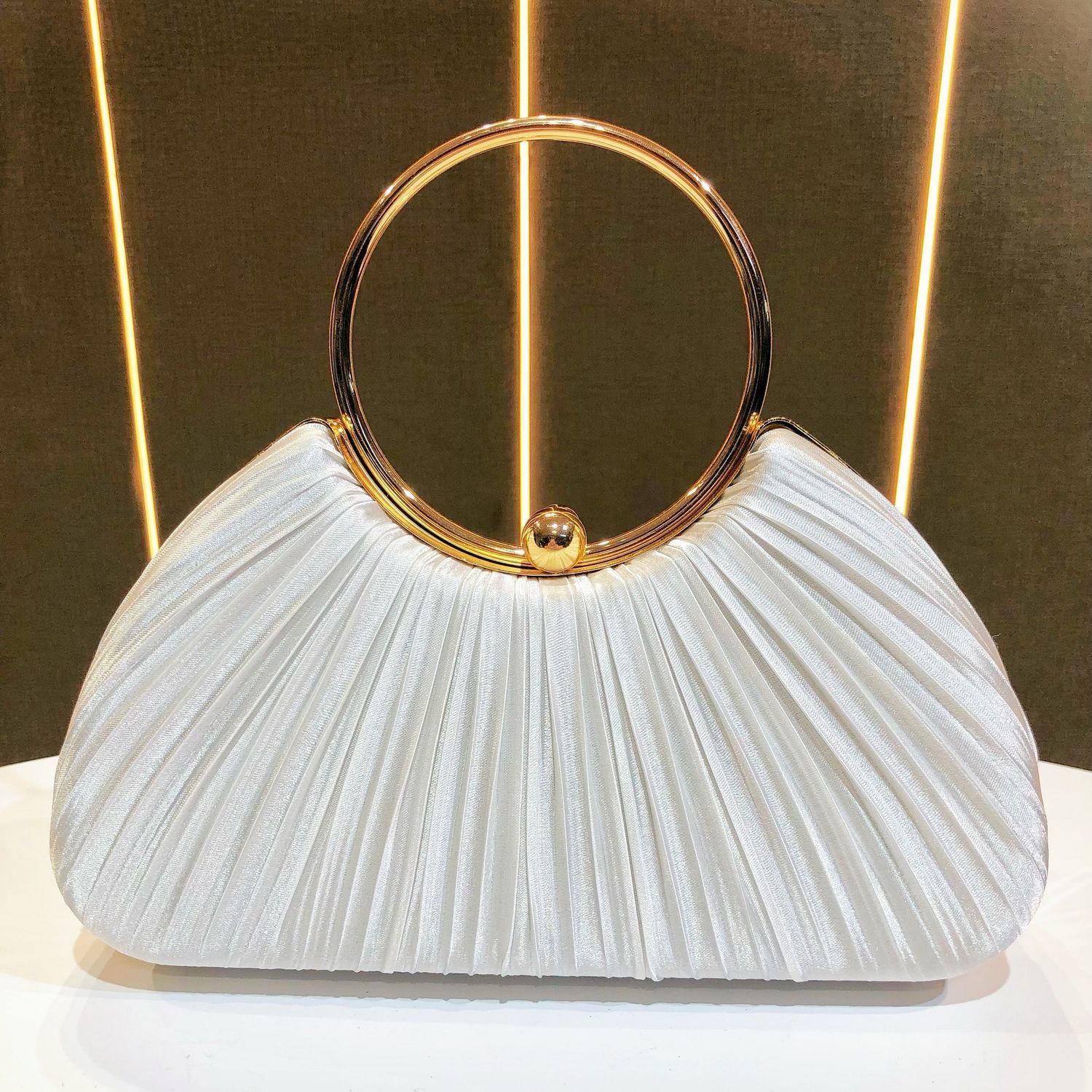 Satin Cheongsam Pleated Evening Clutch