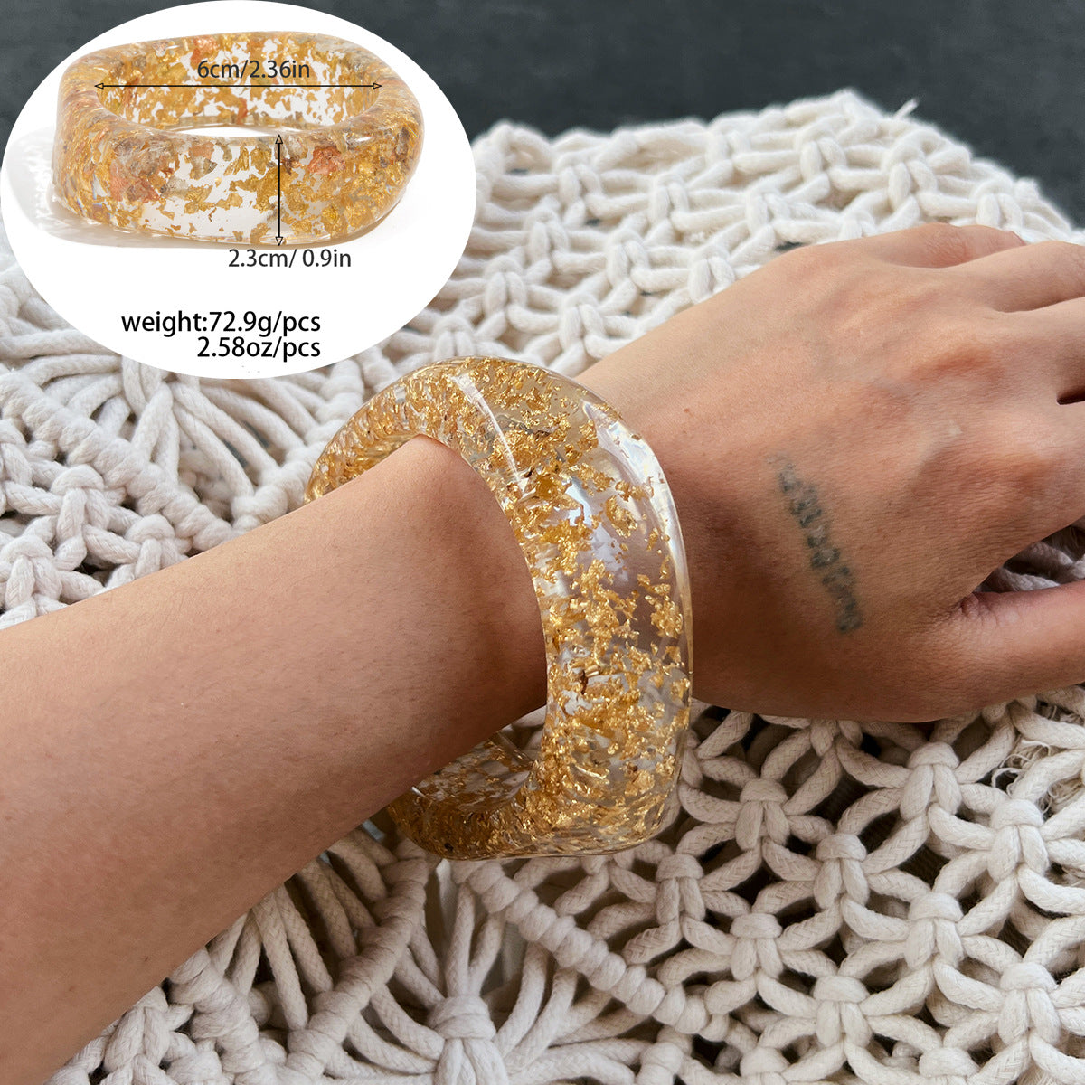 Acrylic Bracelet, Semi-transparent, Fashionable And Vintage, European And American Style Resin