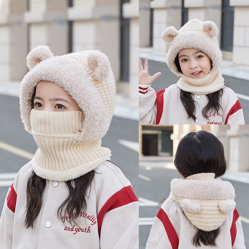 Neck Warmer Integrated Hood With Face Mask For Children Cycling