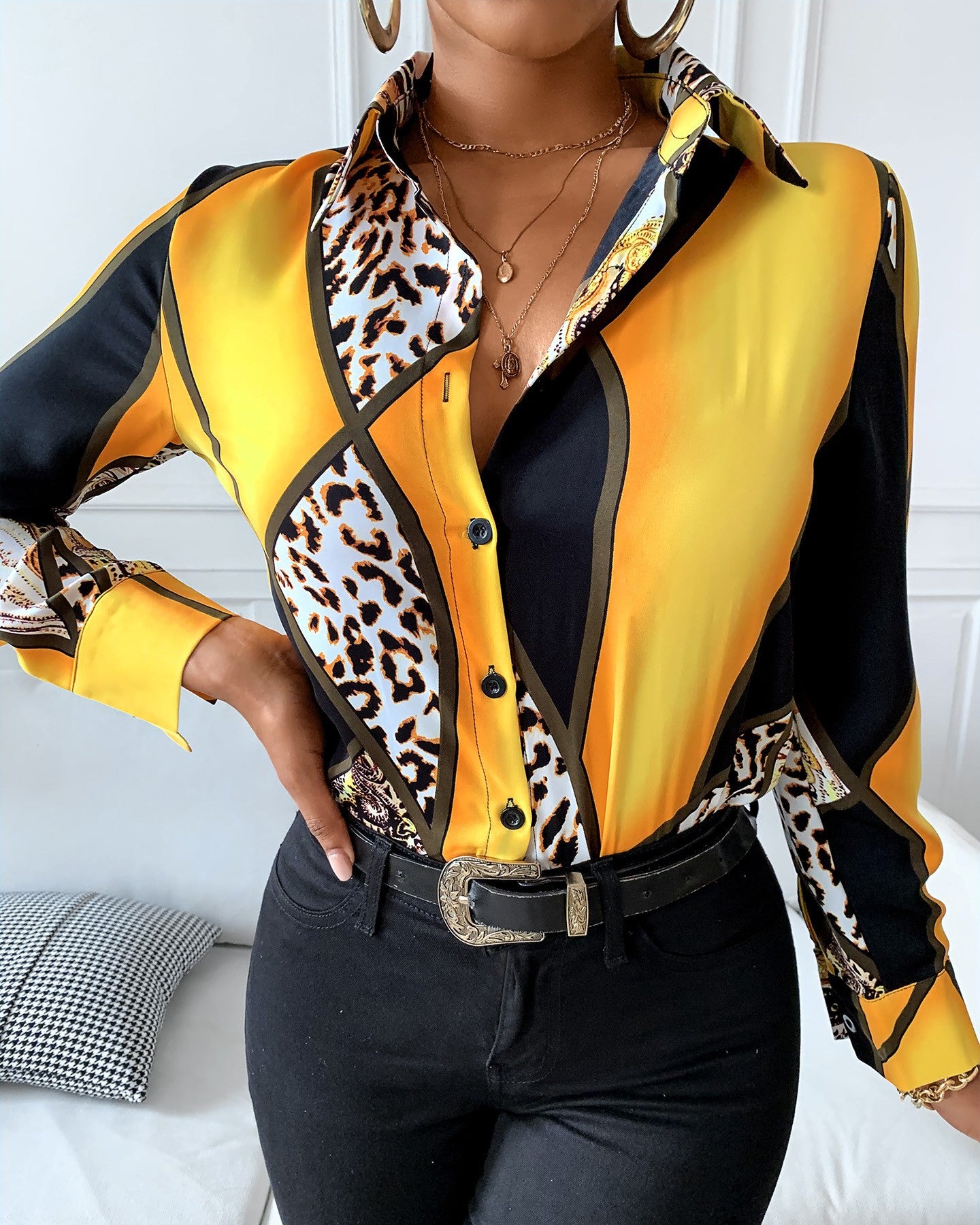 Leopard print long sleeve shirt