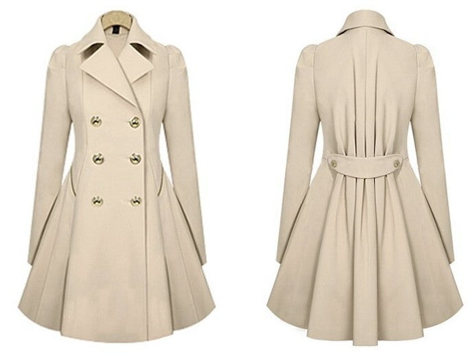 Fold Over Collar - Double Breasted  Plain Coats