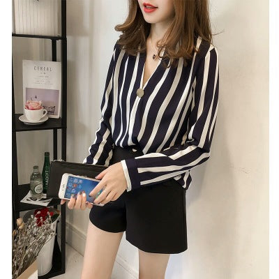 Striped chiffon shirt - ladies fashion shirt