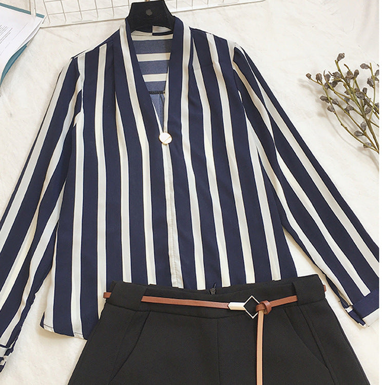 Striped chiffon shirt - ladies fashion shirt