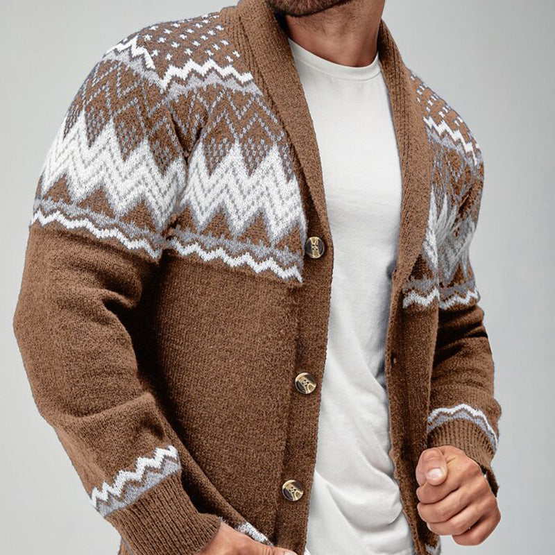 European / American Solid Color -Long-sleeved Knitted Cardigan Sweater