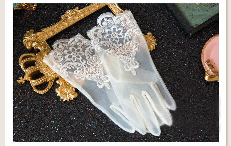 New Bride's Wedding Gloves Sunscreen Lace Hollowed Out